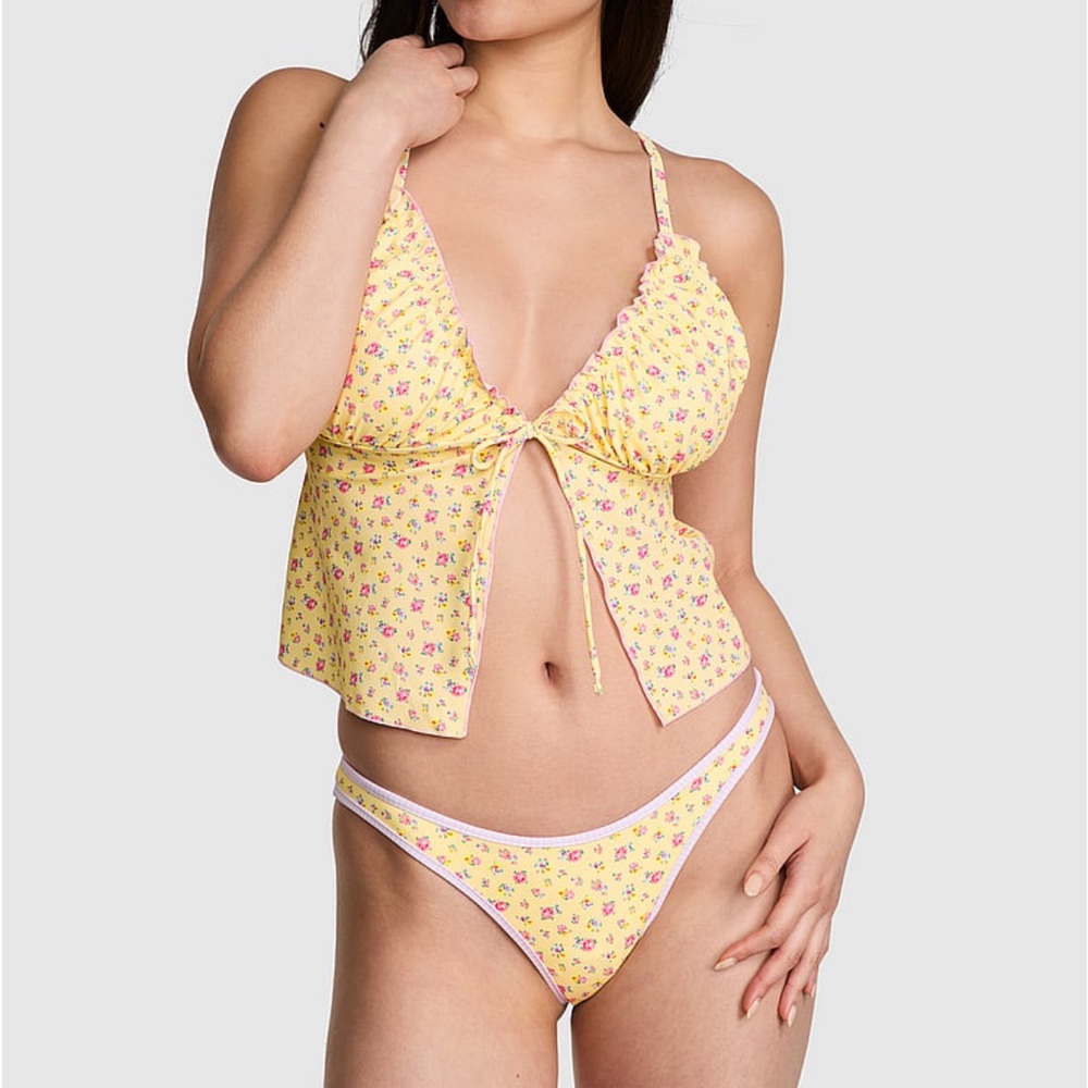 Frankie's Bikinis Yellow Floral Bikini Set